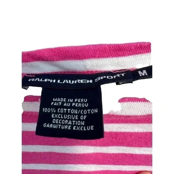 Ralph Lauren Sport Long Sleeve Crew Neck Blouse Pink White Size Medium - Picture 2 of 6